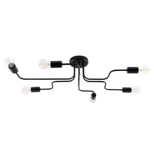 Lampa sufitowa czarna Żyrandol plafon Lampa z sześcioma punktami świetlnymi Lampa do salonu, sypialni, korytarza, jadalni, kuchni