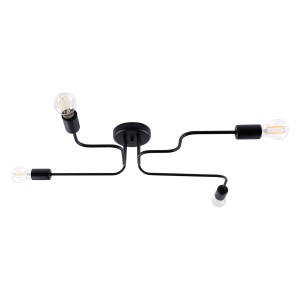 Lampa sufitowa czarna Żyrandol plafon Lampa z czterema punktami świetlnymi