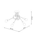 Lampa sufitowa czarna Żyrandol plafon 55/55/35 cm, lampa supeł z pięcioma punktami świetlnymi - wymiar