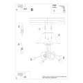 Lampa sufitowa czarna Żyrandol plafon 55/55/35 cm, lampa supeł z pięcioma punktami świetlnymi - schemat instalacji