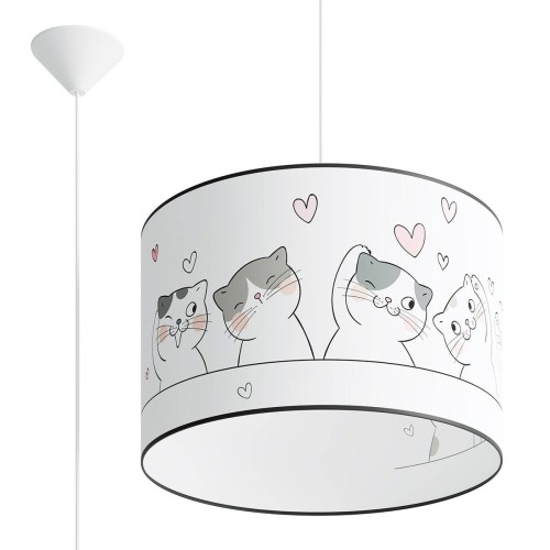 Lampa wisząca sufitowa KOTY 40 cm do pokoju dziecięcego dla dziecka. Żyrandol zwierzęta.