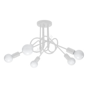 Lampa sufitowa biała plafon biały żyrandol z pięcioma punktami świetlnymi bez kloszy, loft