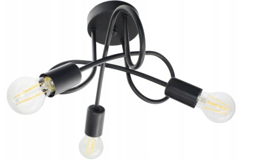 Lampa sufitowa czarna 40/40/30 cm Żyrandol plafon bez kloszy loft