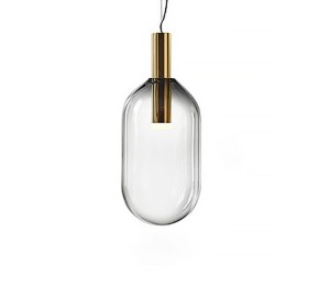 Lampa LED wisząca szklany żyrandol przezroczysty Geometric Lamps 25 cm owal, biała neutralna