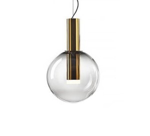 Lampa LED wisząca szklany żyrandol przezroczysty Geometric Lamps 30 cm koło, biała neutralna