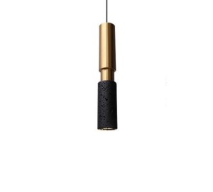 Lampa betonowa wisząca żyrandol Black Stone, jeden klosz tuba czarny trawertyn 6 cm, GU10
