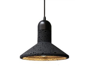 Lampa betonowa wisząca żyrandol Black Stone, jeden klosz 20x18 cm czarno czarny trawertyn, E27