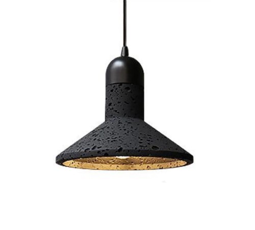 Lampa betonowa wisząca żyrandol Black Stone, jeden klosz 20x18 cm czarno czarny trawertyn, E27 LDW20x18E27B