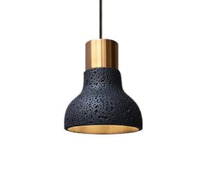Lampa betonowa wisząca żyrandol Black Stone, jeden klosz 15x18 cm czarno złoty trawertyn, E27