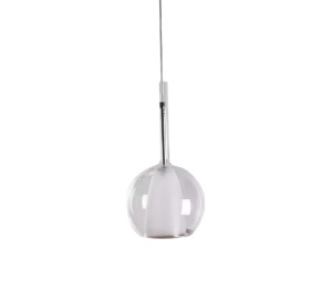 Lampa szklana wisząca żyrandol Double DESIGN, jeden klosz przezroczysta 13 cm, G9
