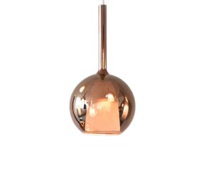Lampa szklana wisząca żyrandol Double DESIGN, jeden klosz różowe złoto 18 cm, G9 