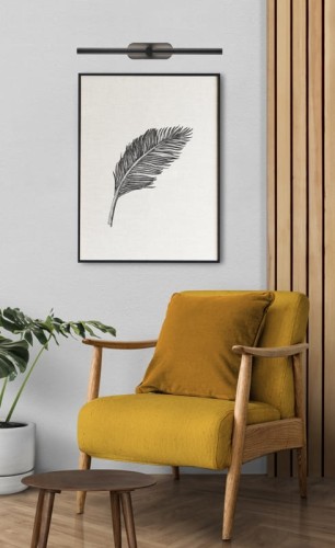 Kinkiet LED czarny 48 cm Barwa naturalna nad obraz lub lustro, czarny kinkiet do łazienki