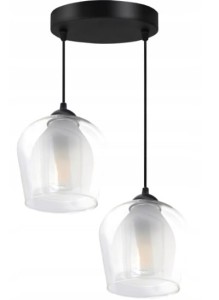 Lampa sufitowa wisząca czarna białe szklane klosze dzwonki