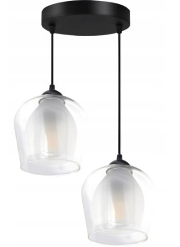 LAMPA WISZĄCA CZARNA ZE SZKLANYMI BIAŁYMI MLECZNYMI KLOSZAMI.jpg