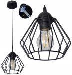 Lampa czarna stalowa druciana wisząca Żyrandol metalowy 1 klosz