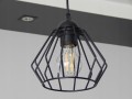 Lampa czarna stalowa druciana wisząca Żyrandol metalowy 1 klosz nowoczesna lampa nad stolik