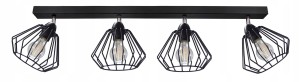 Lampa czarna stalowa druciana plafon Żyrandol metalowy klosz 4 LOFT