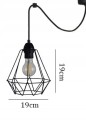 Lampa pająk czarna stalowa druciana wisząca Żyrandol metalowy klosz - wymiar