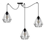 Lampa pająk czarna stalowa druciana wisząca Żyrandol metalowy klosz