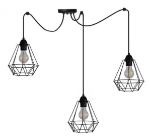 Lampa pająk czarna stalowa druciana wisząca Żyrandol metalowy klosz