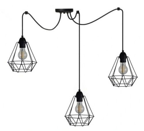Nowoczesna Lampa pająk czarna stalowa druciana wisząca Żyrandol metalowy klosz