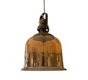 Lampa sufitowa szklany żyrandol w kształcie dzwonka w kolorze bursztynowym
