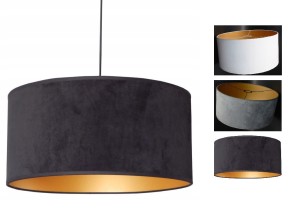 Elegancka 45 cm WELUR czarno złota, biało złota, szaro złota lampa sufitowa wisząca. Żyrandol. 