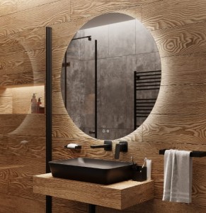 Lustro okrągłe LED fi90 cm włącznik ściemniacz zmiana barwy światła mata grzewcza antypara.