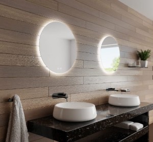 Lustro okrągłe LED fi100 cm włącznik ściemniacz zmiana barwy światła mata grzewcza antypara.