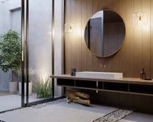 Lustro okrągłe fi60 cm w złotej ramie