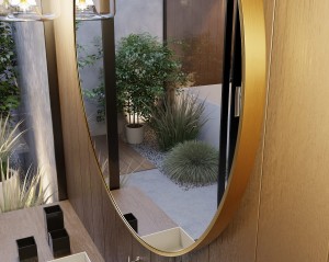 Lustro okrągłe fi90 cm w złotej ramie