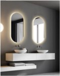 Lustro owalne pionowe LED  50x90 cm ściemniacz, zmiana barwy światła, dotykowy włącznik