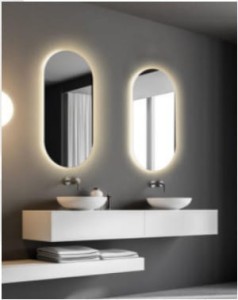 Lustro owalne pionowe LED  50x90 cm ściemniacz, zmiana barwy światła, dotykowy włącznik