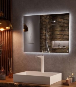 Lustro prostokątne LED 80x60 cm włącznik dotykowy ściemniacz zmiana barwy światła