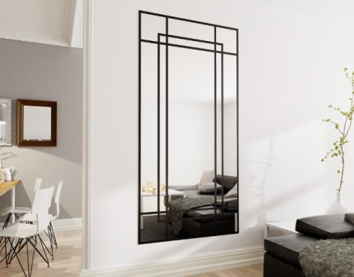 Lustro ze szprosami LOFT wiszące stojące czarne idealne do pomieszczeń w stylu loft pinowe lub poziome lemidio.jpg