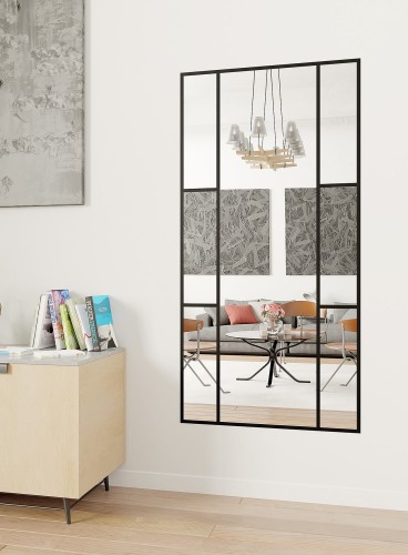 Lustro ze szprosami LOFT wiszące stojące czarne idealne do pomieszczeń w stylu loft pionowe lub poziome.jpg