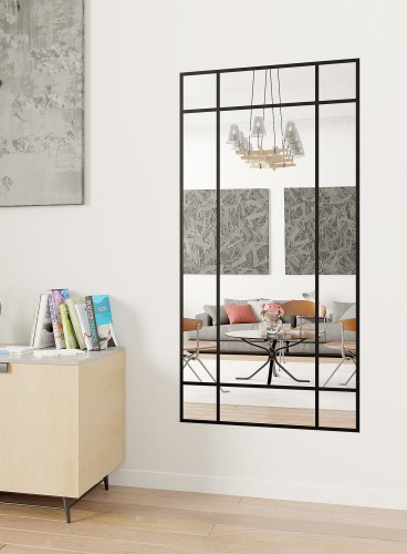 Lustro ze szprosami LOFT wiszące stojące czarne idealne do pomieszczeń w stylu loft pionowe lub poziome.jpg