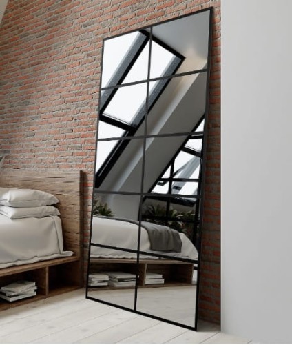 Lustro ze szprosami LOFT wiszące stojące czarne idealne do pomieszczeń w stylu loft pionowe lub poziome ecolights.jpg