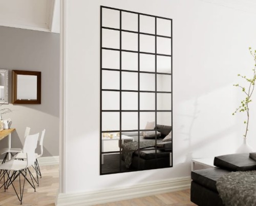 Lustro ze szprosami LOFT wiszące stojące czarne idealne do pomieszczeń w stylu loft pionowe lub poziome lemidio.jpg
