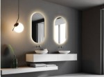 Lustro owalne pionowe LED  70x120 cm mata grzewcza antypara, ściemniacz, zmiana barwy światła, dotykowy włącznik