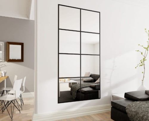 Lustro ze szprosami LOFT wiszące stojące czarne idealne do pomieszczeń w stylu loft pionowe lub poziome lemidio szprosy.jpg