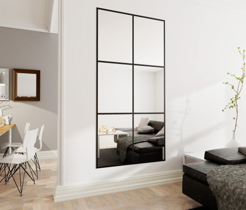 Lustro ze szprosami LOFT wiszące stojące czarne idealne do pomieszczeń w stylu loft pionowe lub poziome 5.jpg