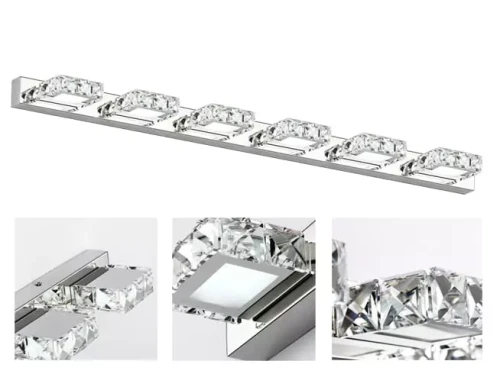 Kinkiet LED 104 cm Barwa neutralna 4000 K Lampa nad lustro kryształki LDK104NW-6-8