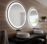 Lustro okrągłe LED fi100 cm łazienkowe w czarnej ramie LOFT piaskowane włącznik dotykowy ściemniacz zmiana barwy światła