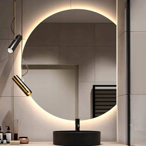 Lustro okrągłe LED fi120 cm ze ściętym bokiem