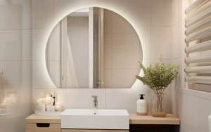 Lustro okrągłe LED fi60 cm ze ściętym bokiem