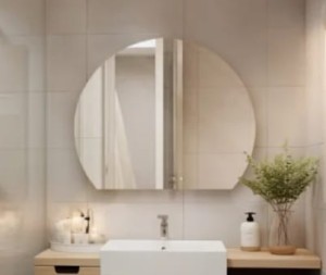 Lustro okrągłe fi60 cm ze ściętym bokiem