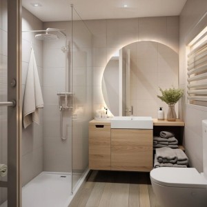 Lustro okrągłe LED fi60 cm ze ściętymi bokami