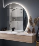 Lustro okrągłe LED fi70 cm ze ściętymi bokami 