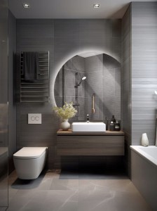 Lustro okrągłe LED fi80 cm ze ściętymi bokami